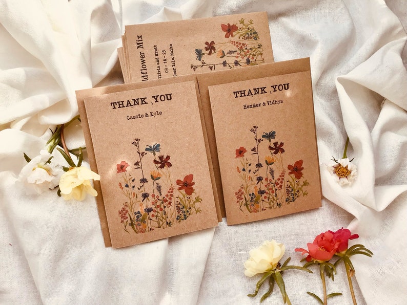 Personalized Rustic Wildflower thank you cards Wildflower Wedding Shower Vintage Boho Wedding wildflower appreciation thanksgiving image 2