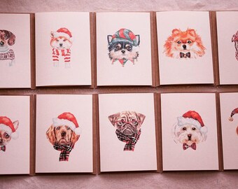 SET OF 10 - Pet Christmas Greeting Cards - Pet Holiday Card - Dog Holiday Card - Pet Happy Holiday - Dog Merry Christmas - Dog Happy holiday