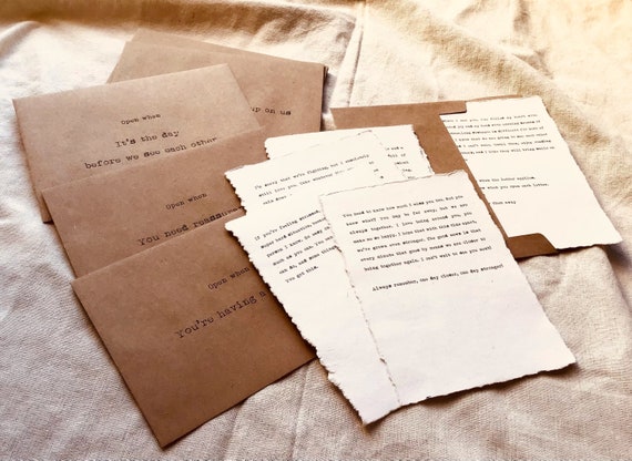 8 Open When envelopes with 8 PRE-MADE letter content -  long distance letter- pre-made love card - long distance relationship Christmas gift