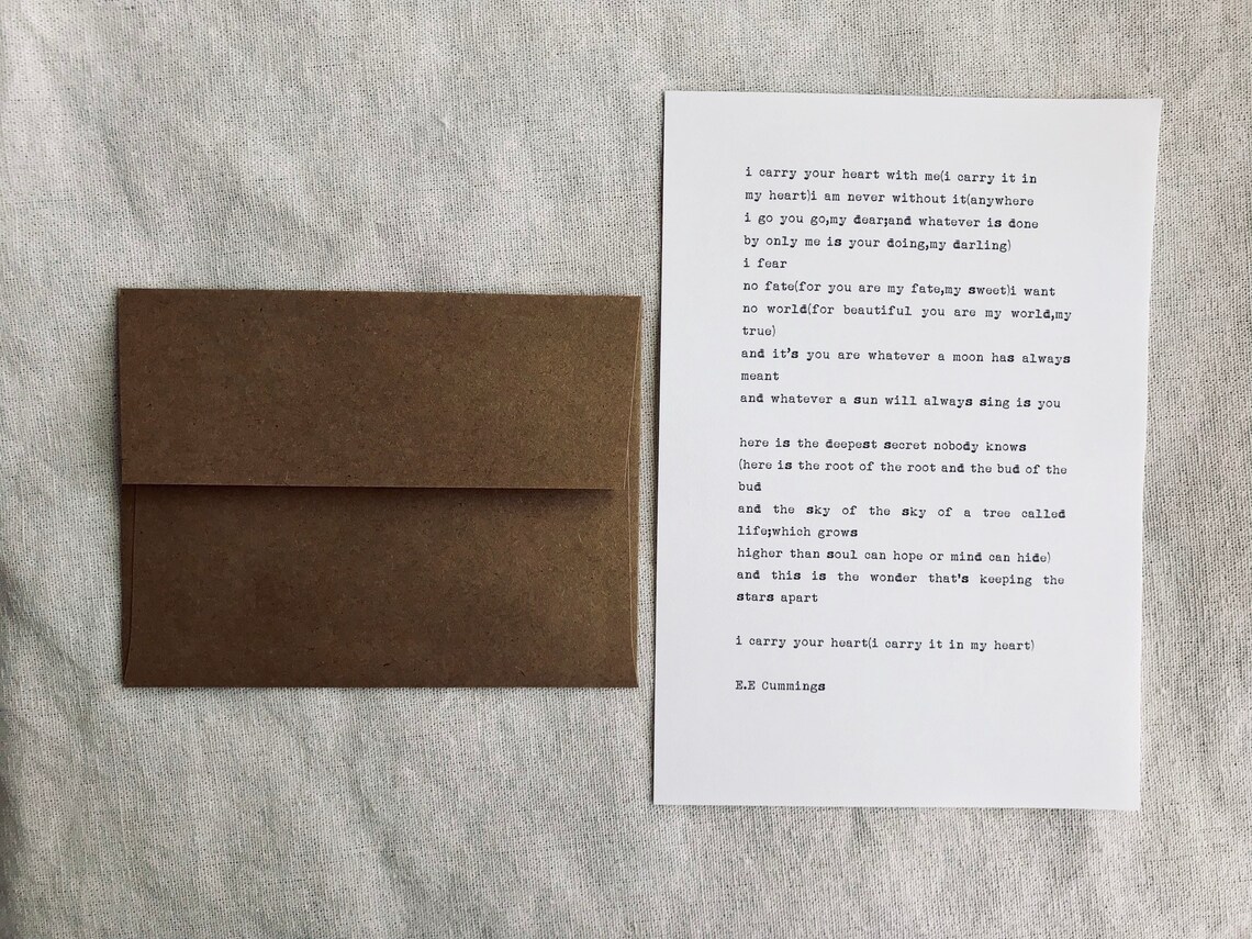 Love Poem Valentine Gift Love letter Typewriter love | Etsy