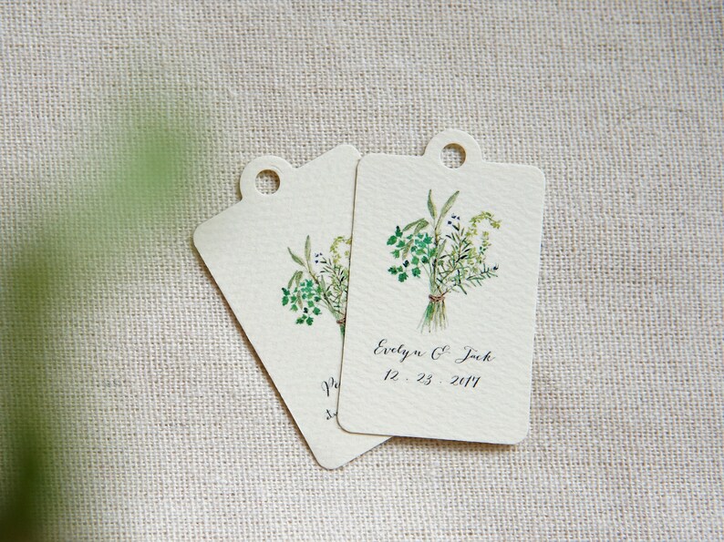 Personalized Gift Tag Garden favor tag Wedding favor tag Shower favor tag Party tag Thank you tag botanical garden herb wedding image 1