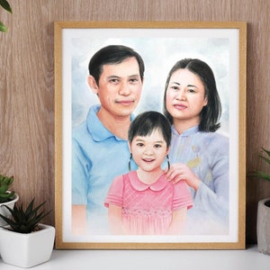 Retrato de acuarela personalizado, Retrato de familia, Retrato personalizado a partir de foto, Retratos a partir de fotos, Regalos personalizados, Regalo de Navidad