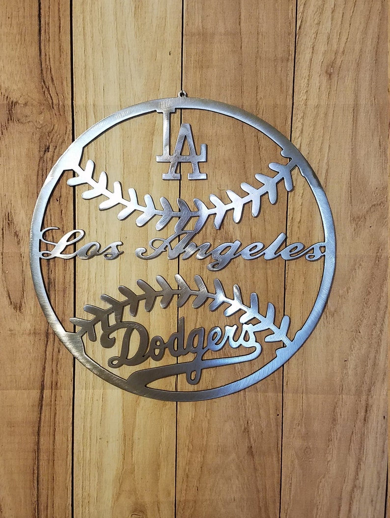 Los Angeles Dodgers Baseball Logo, Metal Art Baseball Plaques, Mancave ...