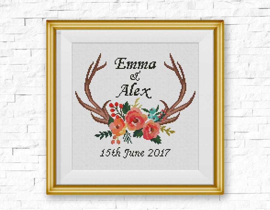 Wedding Cross Stitch Pattern Personalized Wedding Gift Etsy