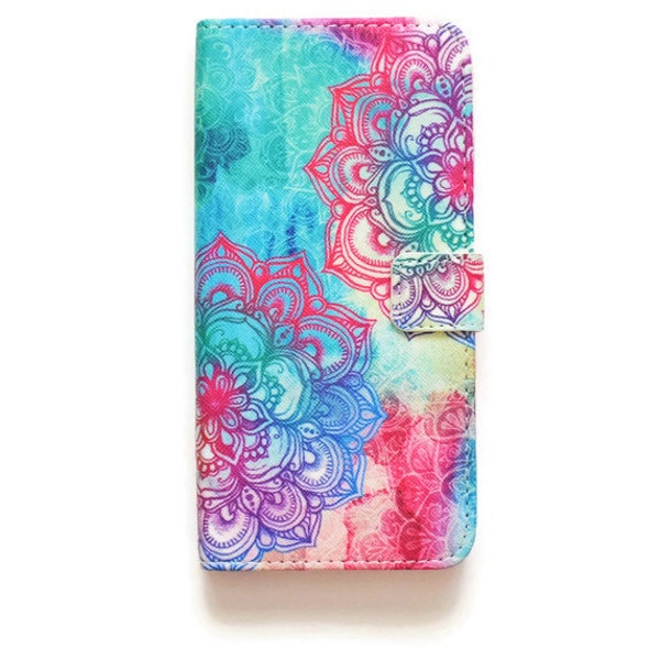 iPhone 6 Plus Wallet Case Rainbow Mandala iPhone 6 Bright Colors  iPhone 6 Wallet Case Tie Dye Hippie  3477