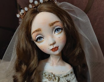 OOAK Art Doll, "Anna-Maria" , boudoir doll, movable doll, home decor