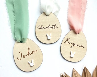 Easter Egg Basket Tags, Custom Engraved Wooden Easter Basket Tag, Custom Easter Gift, Kids Easter Gift