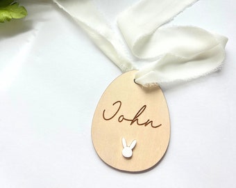 Easter Egg Basket Tags, Custom Engraved Wooden Easter Basket Tag, Custom Easter Gift, Kids Easter Gift