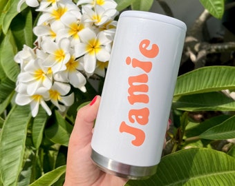 Retro Skinny Can Cooler- Seltzer Cooler, Bachelorette Party Favor, Personalized Gift, Bridesmaid Cups, Bach Party Favors Beach