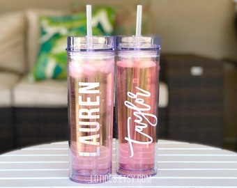Personalized Clear Skinny Tumbler with Straw- Bachelorette Party Cup Personalized Tumbler with Straw Acrylic Tumbler Bridesmaid Gift