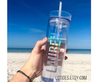 Personalized Clear Skinny Tumbler with Straw- Bachelorette Party Cup Personalized Tumbler with Straw Acrylic Tumbler Bridesmaid Gift