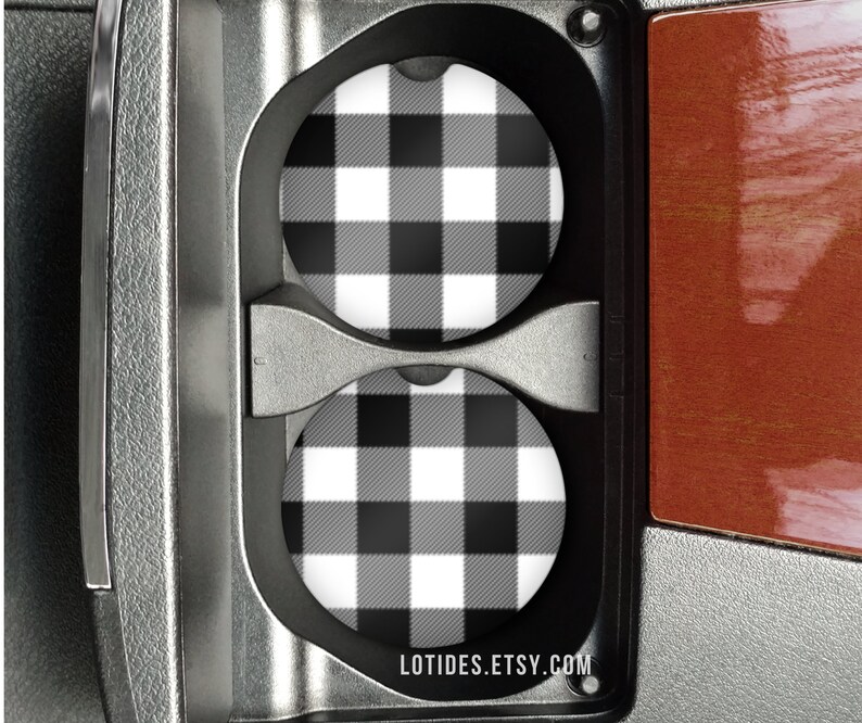 Buffalo Plaid Car Coasters Custom Car Coasters Neoprene Car Etsy