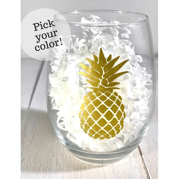 Custom Color Pineapple Wine Glass Stemless wine glass Etsy