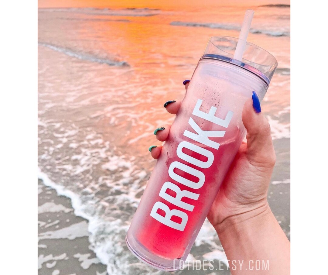 Personalized Skinny Tumbler With Straw Custom Name Cup Etsy