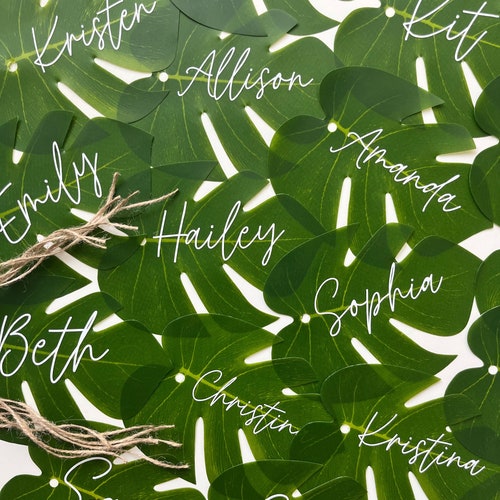 Palm Leaf Name Tag Monstera Name Tag for Bags Tropical Etsy