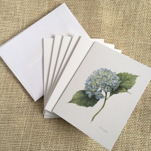 Hydrangea note cards - blank botanical note cards - package of 6 - all one design - 5 1/2" x 4 1/4" - gift for mom - gift for gardener