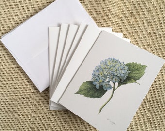 Hydrangea note cards - blank botanical note cards - package of 6 - all one design - 5 1/2" x 4 1/4" - gift for mom - gift for gardener