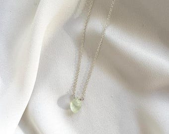 Facettierte Prehnit, Sterling Silber Kette & Verschluss // Hellgelb Grün, leicht, funkelnd, verstellbar, kurze Länge Waage Sternzeichen