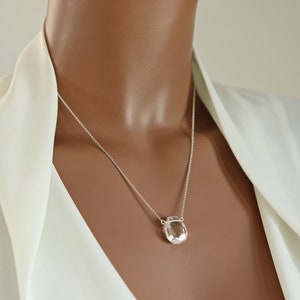 Clear Quartz Faceted Teardrop Necklace on 22K Vermeil Fine Chain or Sterling Silver Chain, Irregular Shaped Faceted Tear Drop Necklace image 1