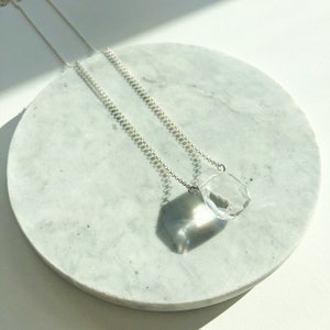 Clear Quartz Faceted Teardrop Necklace on 22K Vermeil Fine Chain or Sterling Silver Chain, Irregular Shaped Faceted Tear Drop Necklace image 10