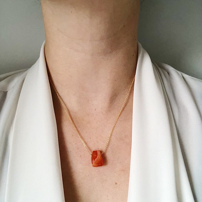 Orange Red Carnelian Hand-cut Teardrop Necklace on 22K Vermeil - Etsy