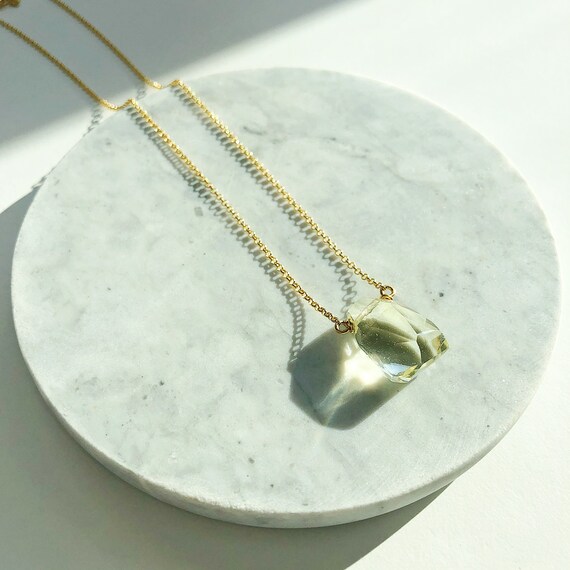 Nathis Simple and Delicate Necklace Tear-Drop Shaped Pendant of Lemon Topaz Gemstone Nathis Simple and Delicate Necklace Tear-Drop Shaped Pendant of Lemon Topaz Gemstone