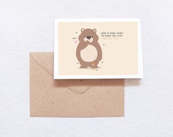Honey Bear Miss You Greeting Card
