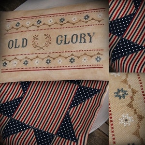 Patriotic Series #1 Old Glory / Primitive cross stitch pattern / PDF