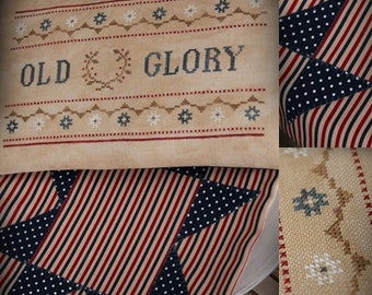 Patriotic Series #1 Old Glory / Primitive cross stitch pattern / PDF