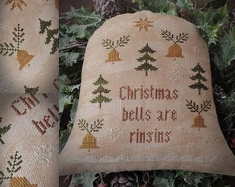 Christmas Bells / Primitive cross stitch pattern / PDF