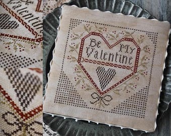 Be my Valentine / Primitive cross stitch pattern / PDF / Valentine's Day