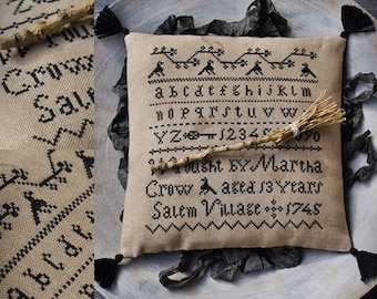 Martha Crow / Primitive cross stitch pattern / PDF