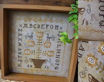Sunflower Sampler / Primitve cross stitch pattern / PDF