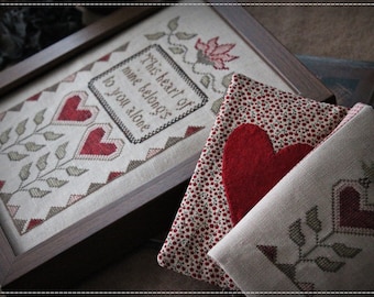 Fraktur Love / Primitive cross stitch pattern