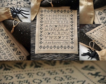 Ann Raven Sampler / Primitive cross stitch pattern / PDF