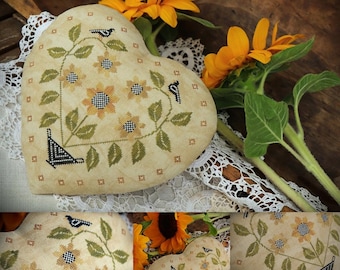 Sunflower Heart / Cross stitch pattern / PDF