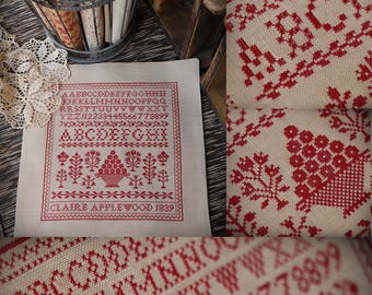 Claire Applewood Sampler / Cross stitch pattern / PDF