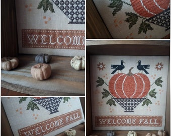 Welcome Fall / Primitive cross stitch pattern / PDF