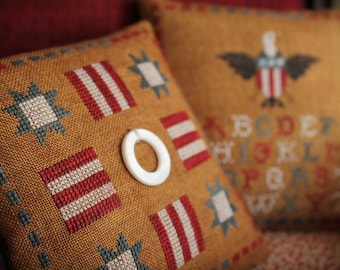 AMERICANA Pincushions / Primitive cross stitch pattern / PDF pattern