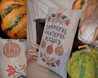 Thankful Grateful Blessed / Cross stitch pattern / Thanksgiving / PDF