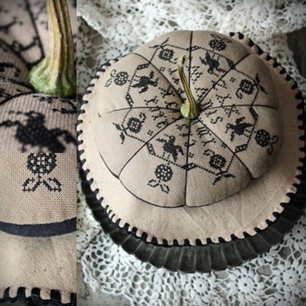 Black Pumpkin / Primitive cross stitch pattern / PDF