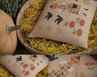 Pumpkin Sally / Primitive cross stitch pattern / Halloween / PDF