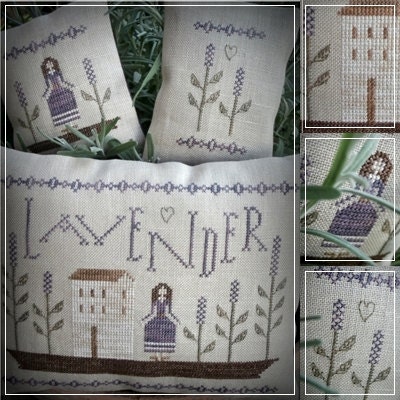 Lavender Rosie / Patrón primitivo de punto de cruz