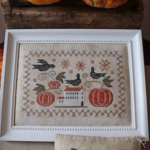 Krähen & Kürbisse / Primitive Kreuzstich-Muster / PDF