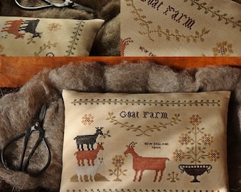 Goat Farm / Primitive cross stitch pattern / PDF