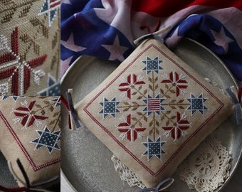 Stars and Flowers / Cross stitch pattern/ 4th of July / Digital pattern / PDF