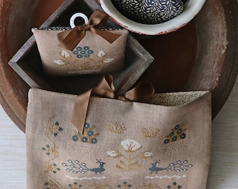 Peacock Garden / Primitive cross stitch pattern / Digital pattern / PDF