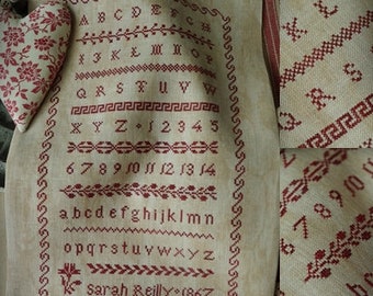 Red Sampler-Sarah Reilly / Cross stitch pattern / PDF