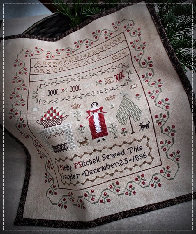 Christmas Sampler-Molly Mitchell, 1836 / Cross stitch pattern / Digital pattern