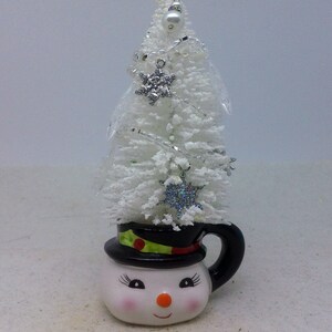 Tabletop Christmas Tree in a Snowman Cup